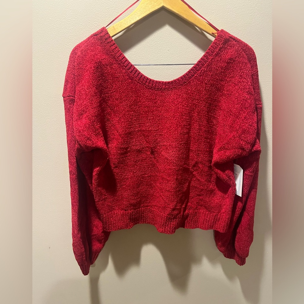 Elegant Red Women's Crew Neck Sweater